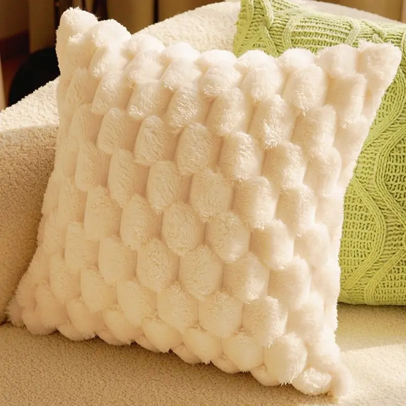 Kissenbezug Rosa 45 × 45 cm mit weicher Wabenstruktur – Weiß