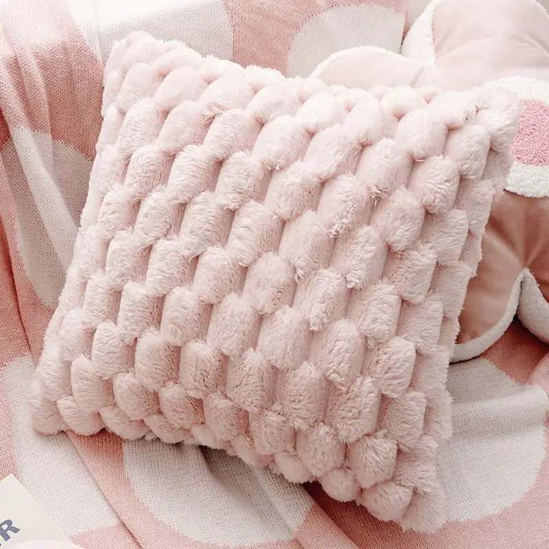 Kissenbezug Rosa 45 × 45 cm mit weicher Wabenstruktur – Rosa