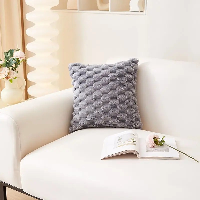 Kissenbezug Rosa 45 × 45 cm mit weicher Wabenstruktur – Grau