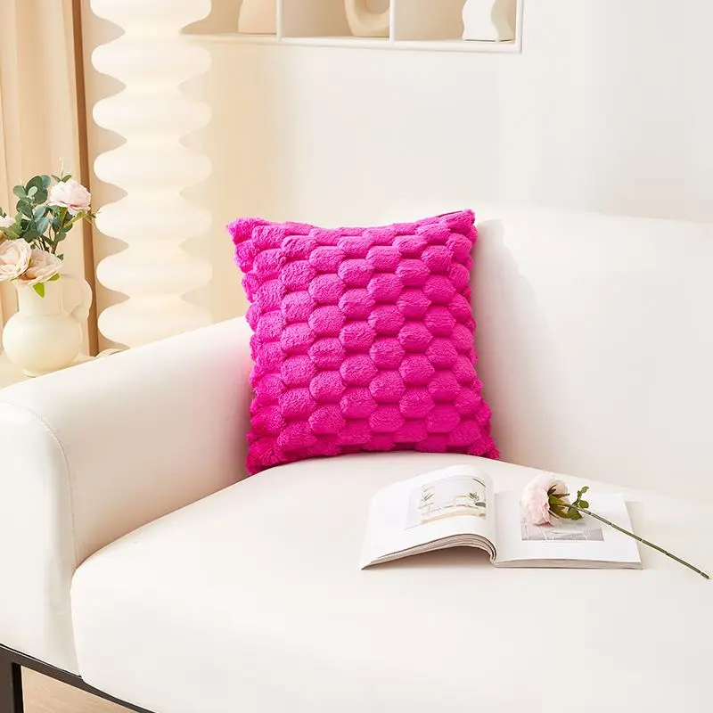 Kissenbezug Rosa 45 × 45 cm mit weicher Wabenstruktur – Pink