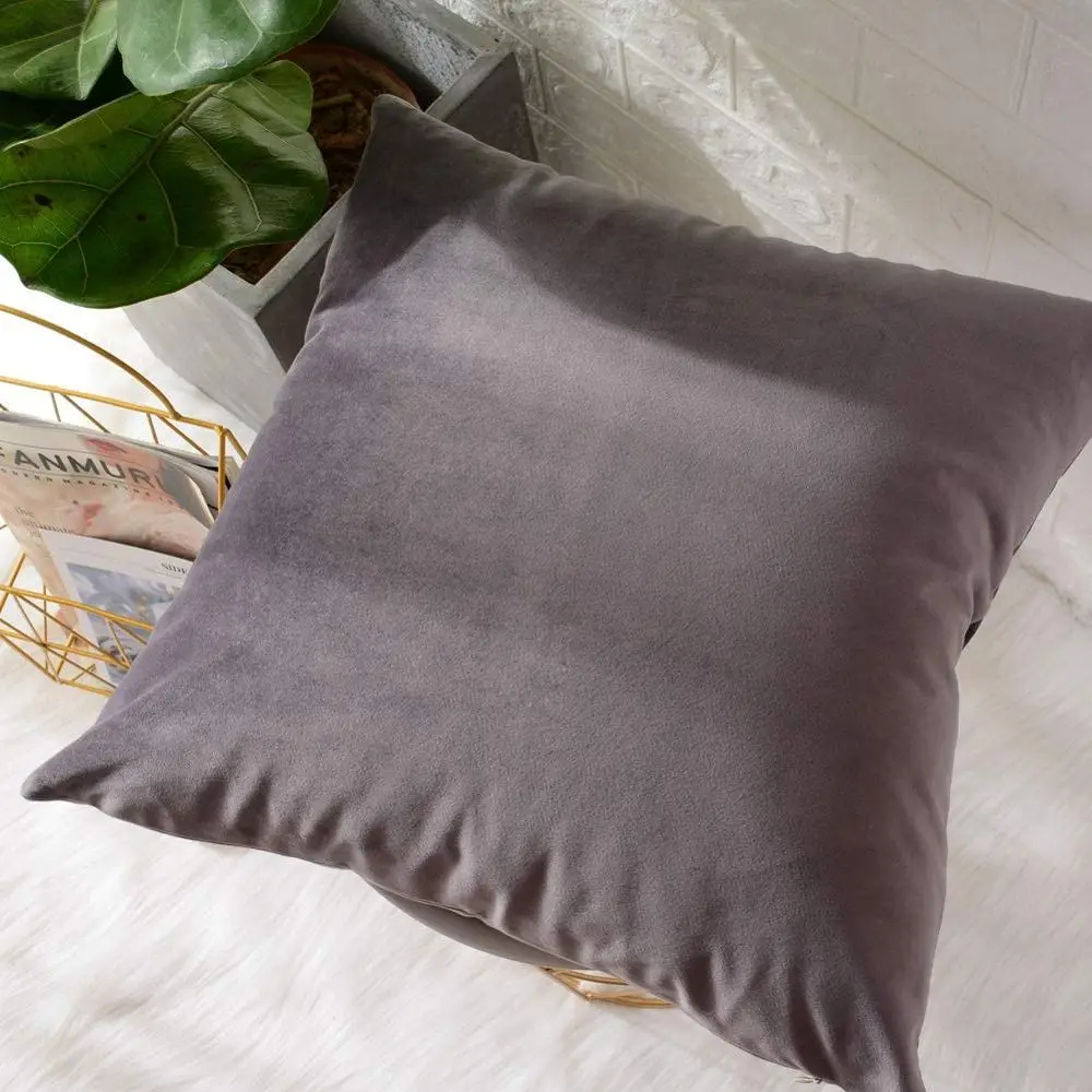 Kissenbezug 40x40 Creme in Samtoptik, auch 30x50 – Grau