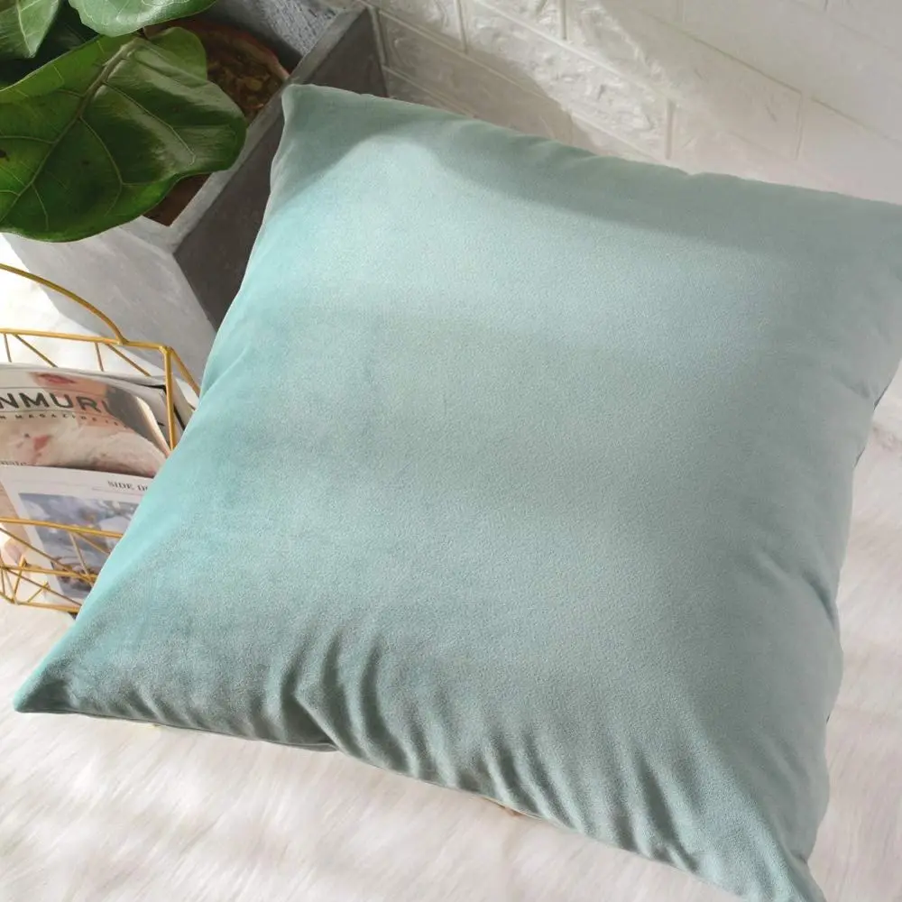 Kissenbezug 40x40 Creme in Samtoptik, auch 30x50 – Mintgrün