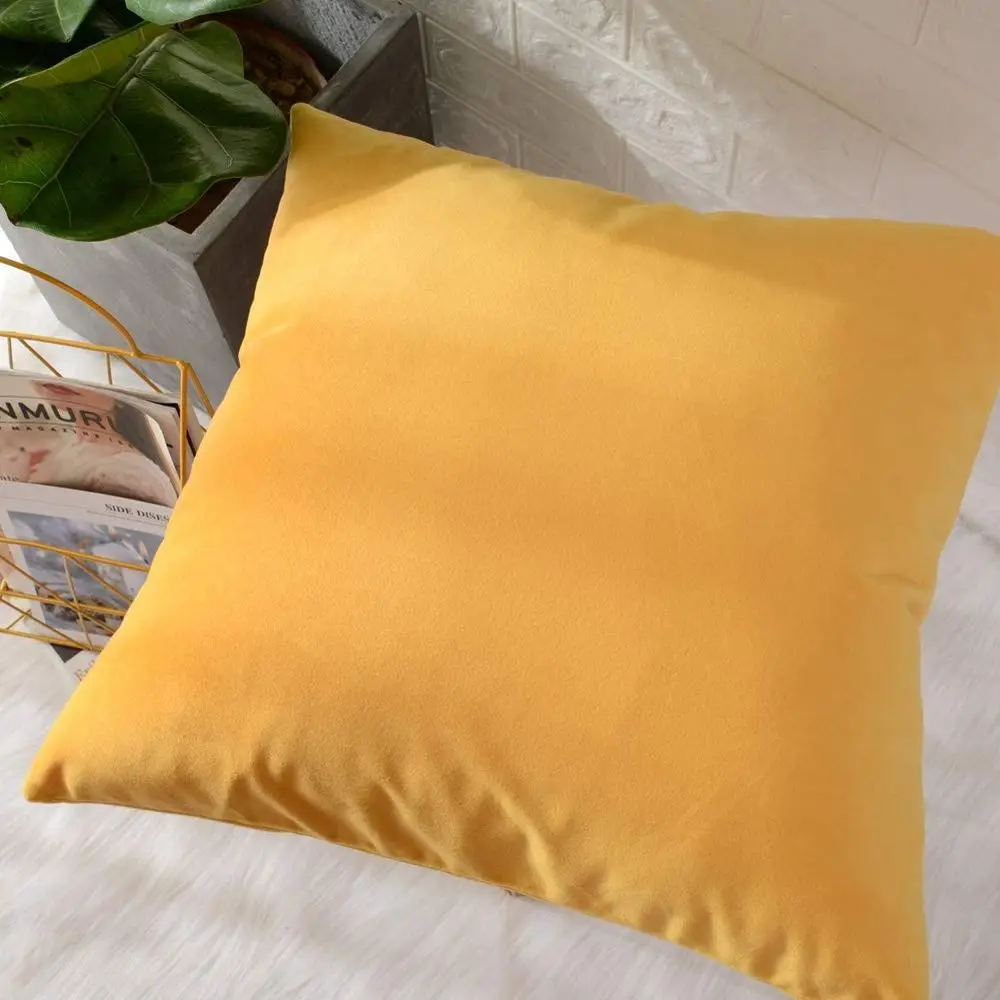 Kissenbezug 40x40 Creme in Samtoptik, auch 30x50 – Senfgelb