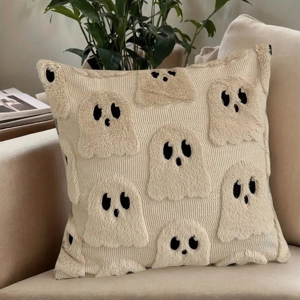 Kissenbezug 45x45 Weiß mit Geistern, Halloween-Deko – Creme – Geister