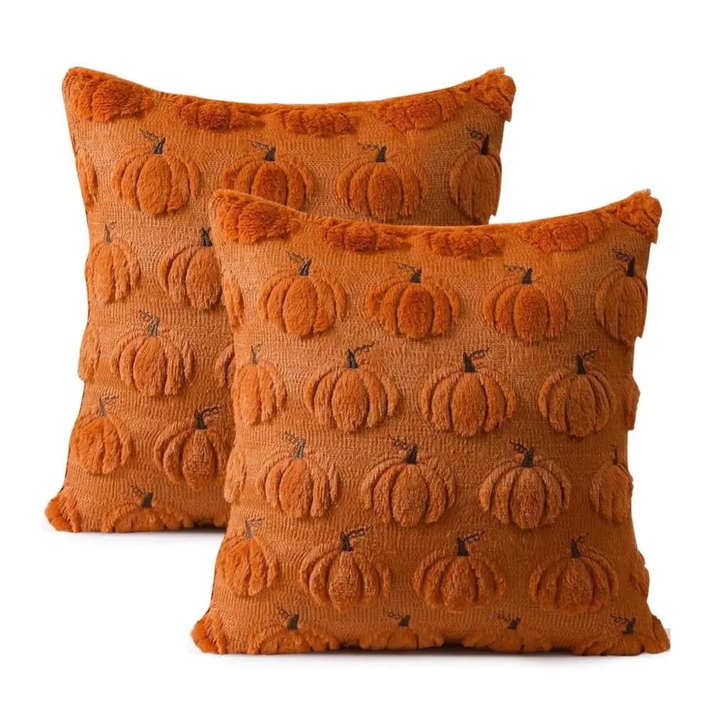 Kissenbezug 45x45 Weiß mit Geistern, Halloween-Deko – Orange – Kürbisse