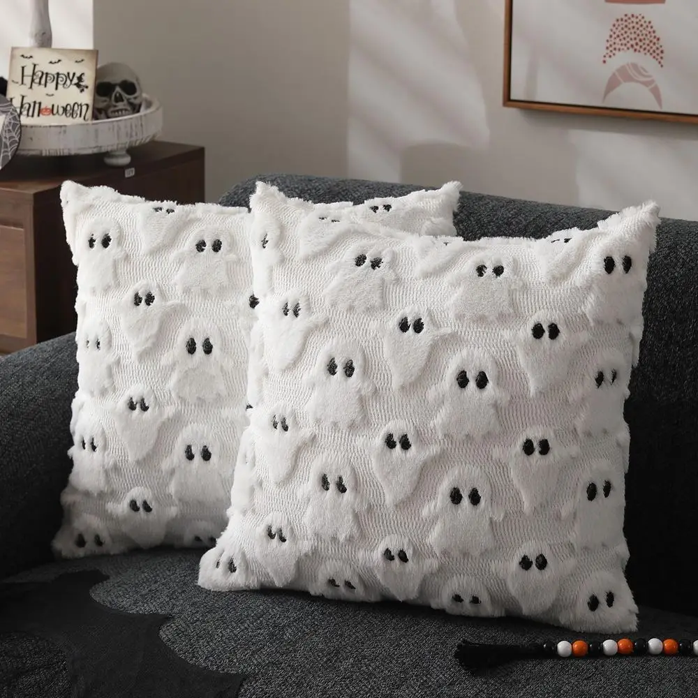 Kissenbezug 45x45 Weiß mit Geistern, Halloween-Deko – Weiß – Geister