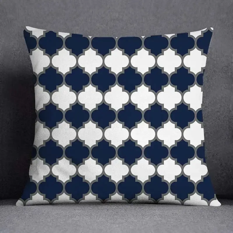 Kissenbezug 45x45 mit geometrischem Muster in Marineblau – Marineblau – Marokkanisch klein
