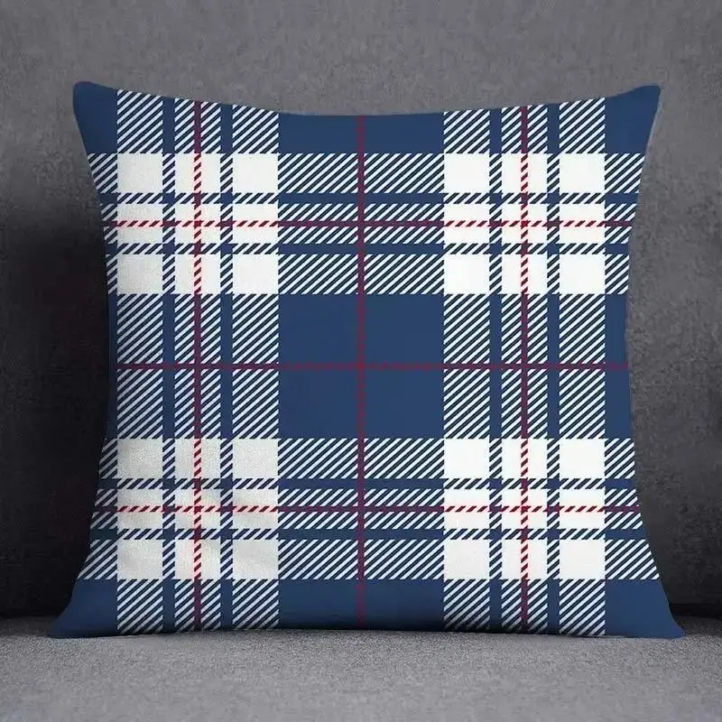 Kissenbezug 45x45 mit geometrischem Muster in Marineblau – Marineblau – Karo