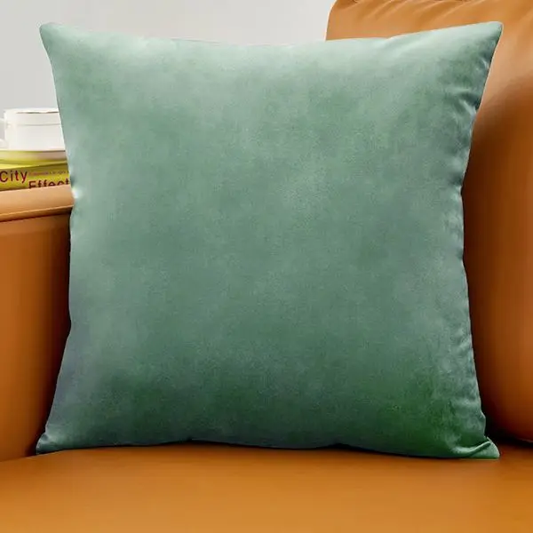 Kissenbezug 40 × 40 cm in Samtoptik, einfarbig und weich – Mintgrün