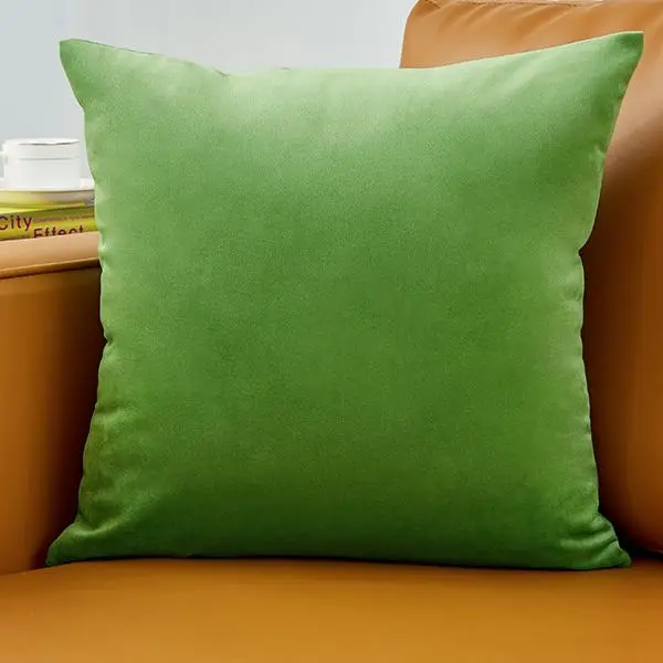 Kissenbezug 40 × 40 cm in Samtoptik, einfarbig und weich – Grün – Hellgrün