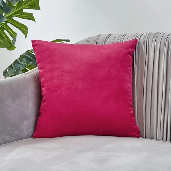Kissenbezug 40 × 40 cm in Samtoptik, einfarbig und weich – Pink