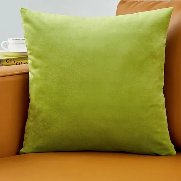 Kissenbezug 40 × 40 cm in Samtoptik, einfarbig und weich – Grün – Limette